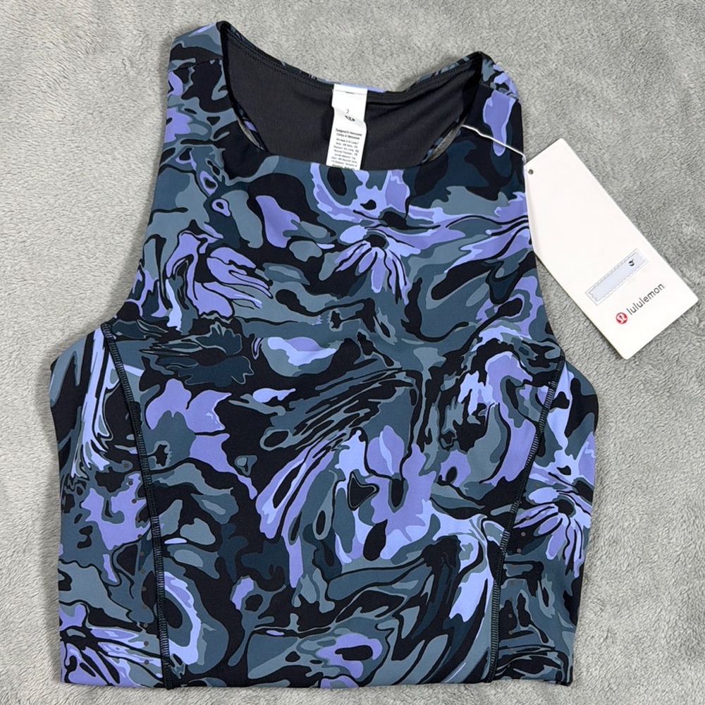 NWT Lululemon Swift Speed Cropped Patterned Tank Top, size 2